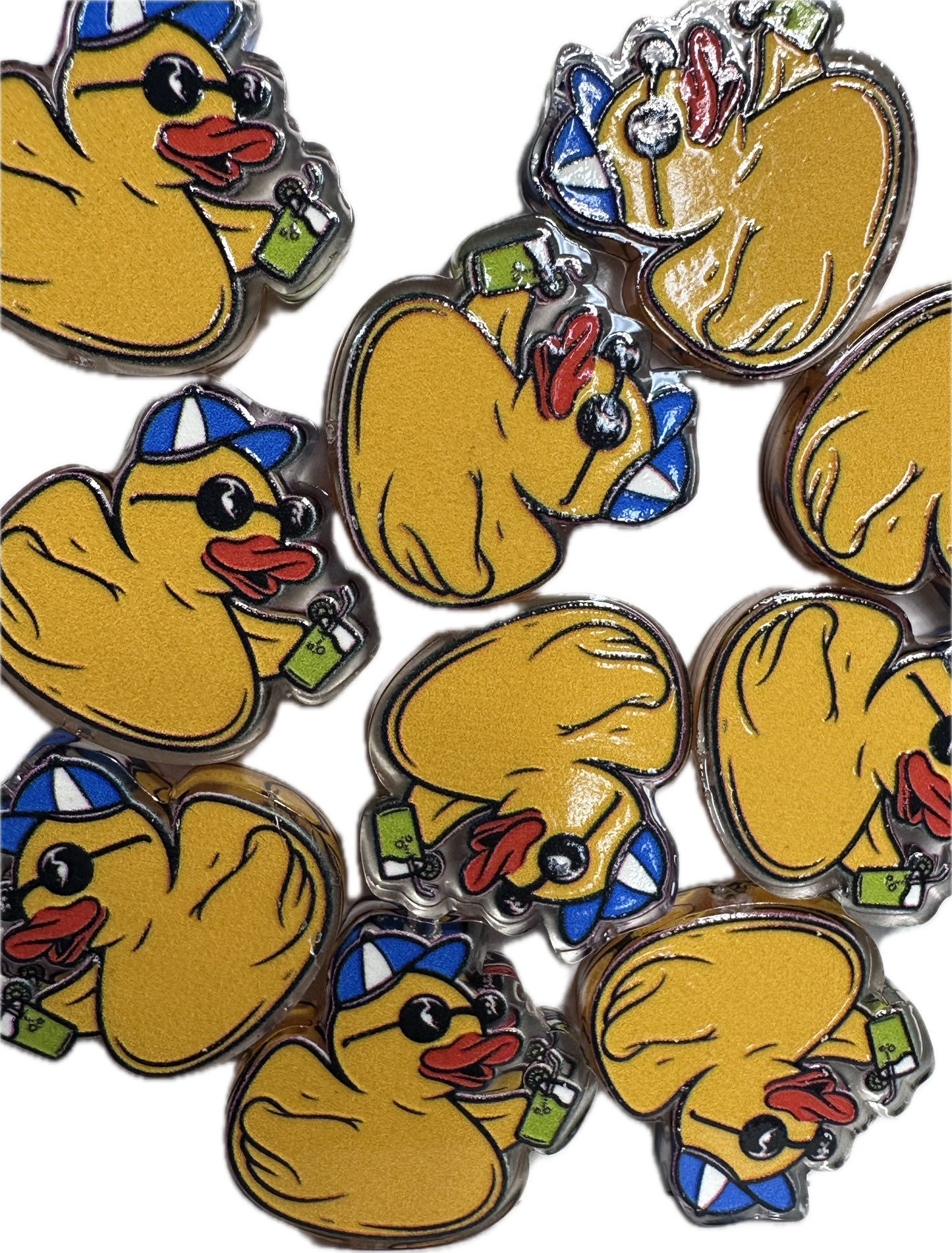 Yellow duck acrylic focal bead- set of 2/ focal bead/ pen beading / keychain bead/