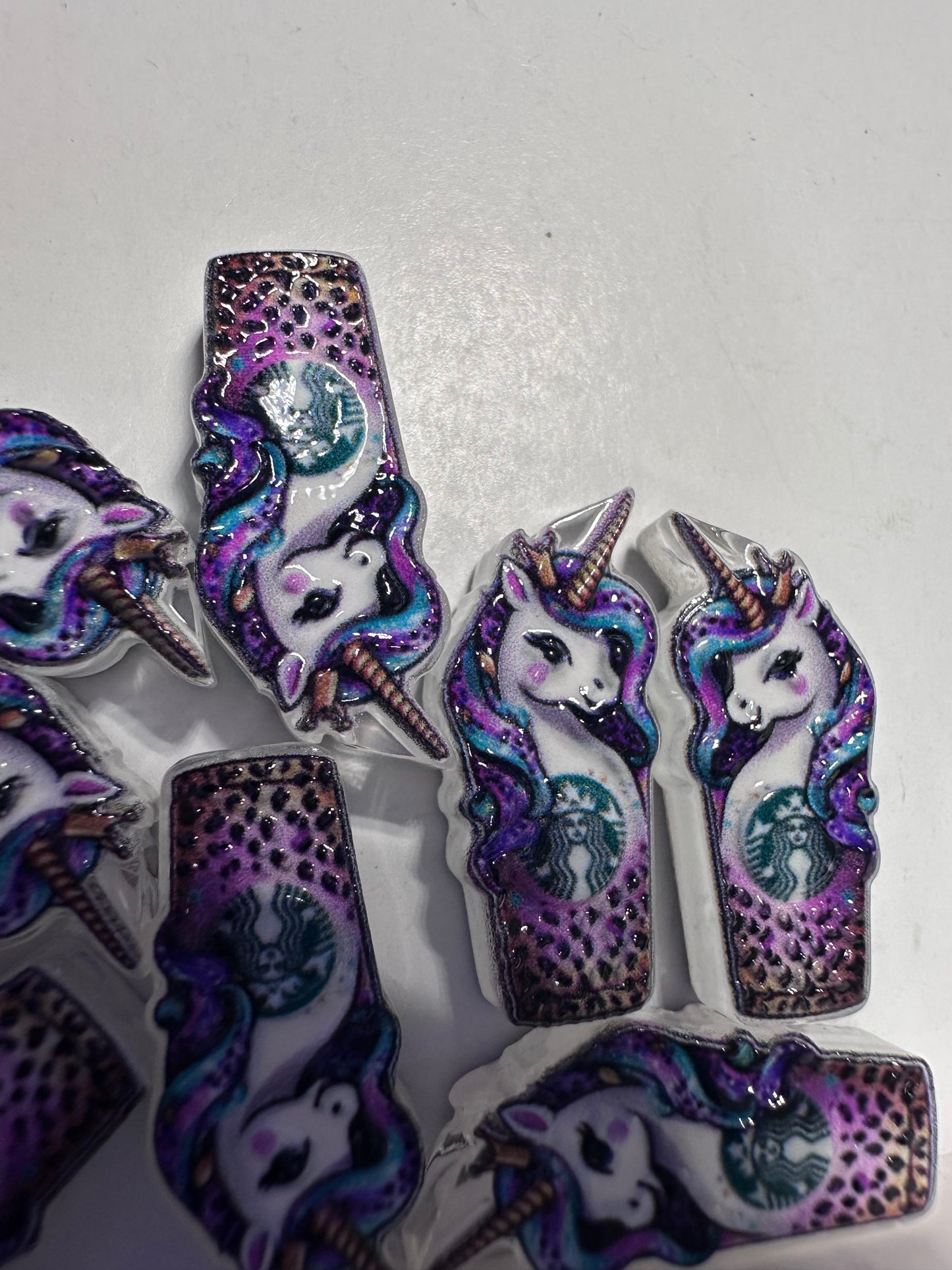 Unicorn acrylic focal bead- set of 2/ focal bead/ pen beading / keychain bead