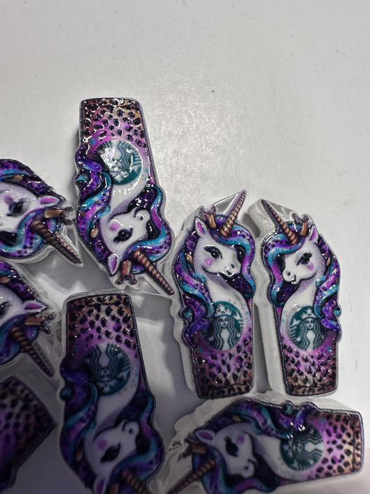 Unicorn acrylic focal bead- set of 2/ focal bead/ pen beading / keychain bead
