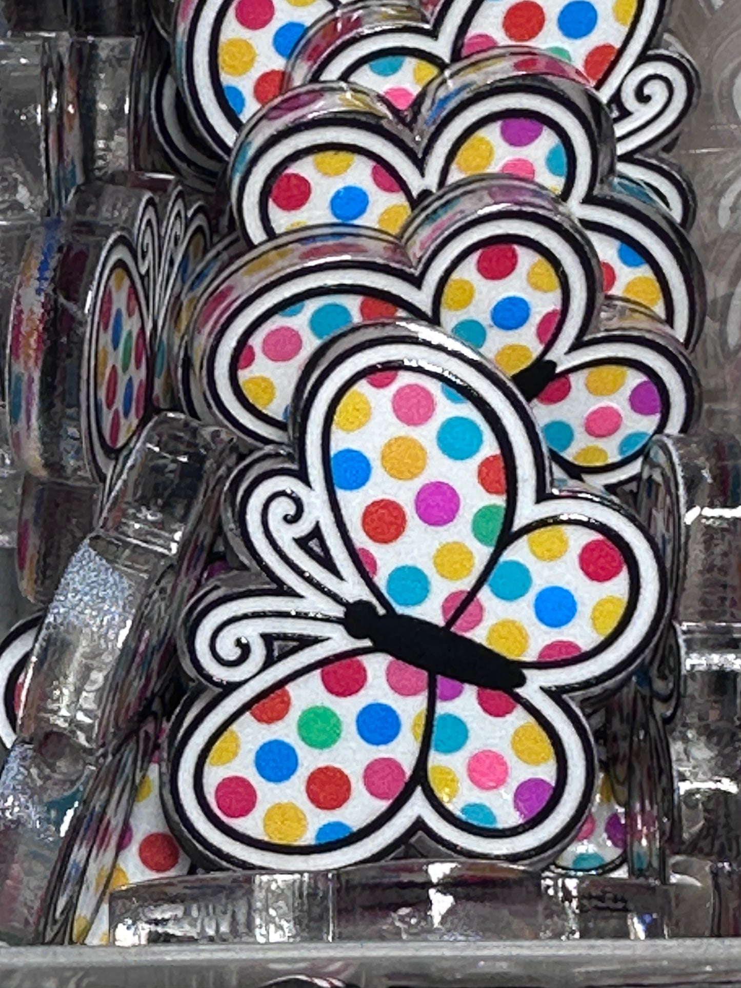 Polka Dot butterfly acrylic focal bead- set of 2/ focal bead/ pen beading / keychain bead/ GREERandCOMPANY DESIGN