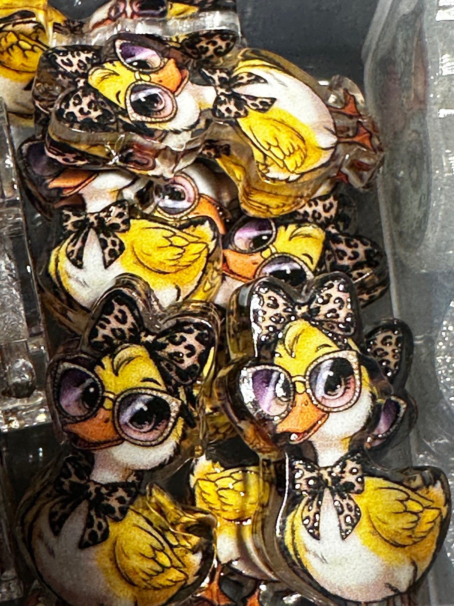 Lady Duck acrylic focal bead- set of 2/ focal bead/ pen beading / keychain bead/