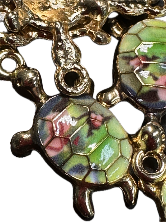 Gold Turtle Charms with Colorful Enamel Shell – DIY-earrings,necklace,charm bracelet/ sea turtle