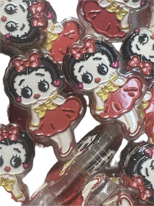Betty acrylic focal bead- set of 2/ focal bead/ pen beading / keychain bead
