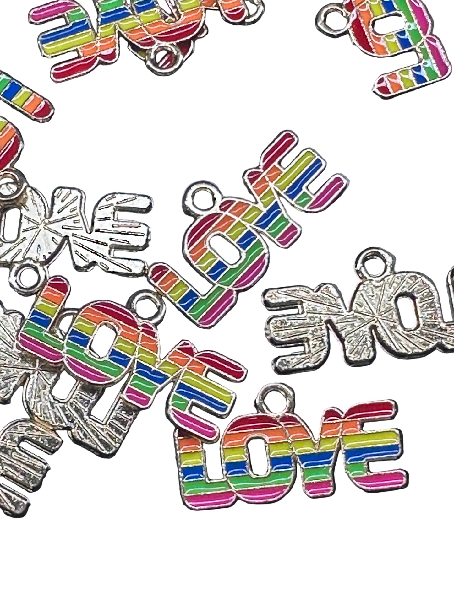 Love rainbow stripes enamel metal charms// DIY charm bracelet/ DIY necklace