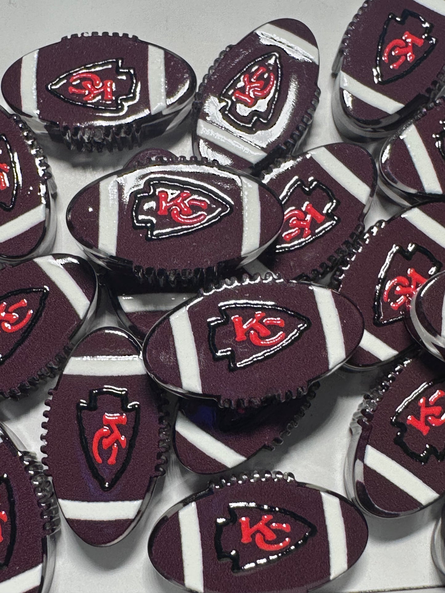 Football shaped acrylic focal bead- set of 2/ focal bead/ pen beading / keychain bead/ football