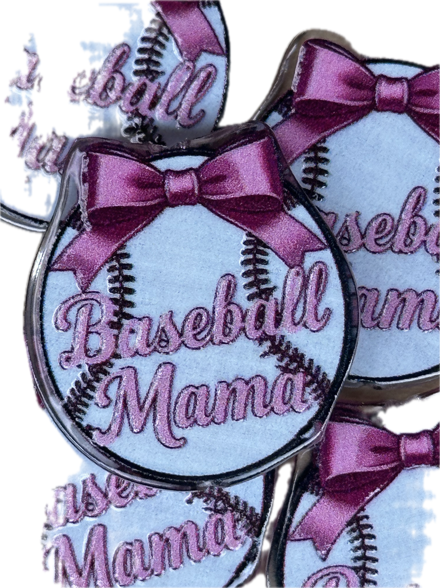 BASEBALL MAMA acrylic focal bead- set of 2/ focal bead/ pen beading / keychain bead