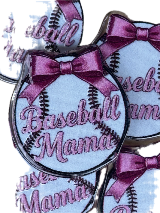 BASEBALL MAMA acrylic focal bead- set of 2/ focal bead/ pen beading / keychain bead