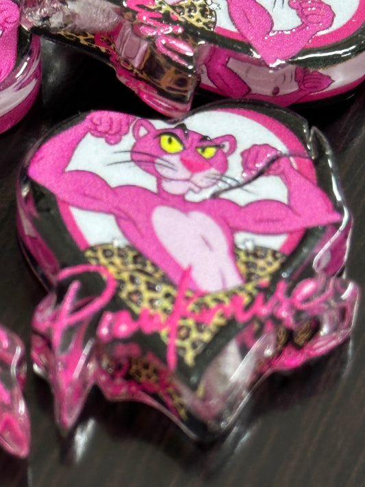 Pink cat acrylic focal bead- set of 2/ focal bead/ pen beading / keychain bead