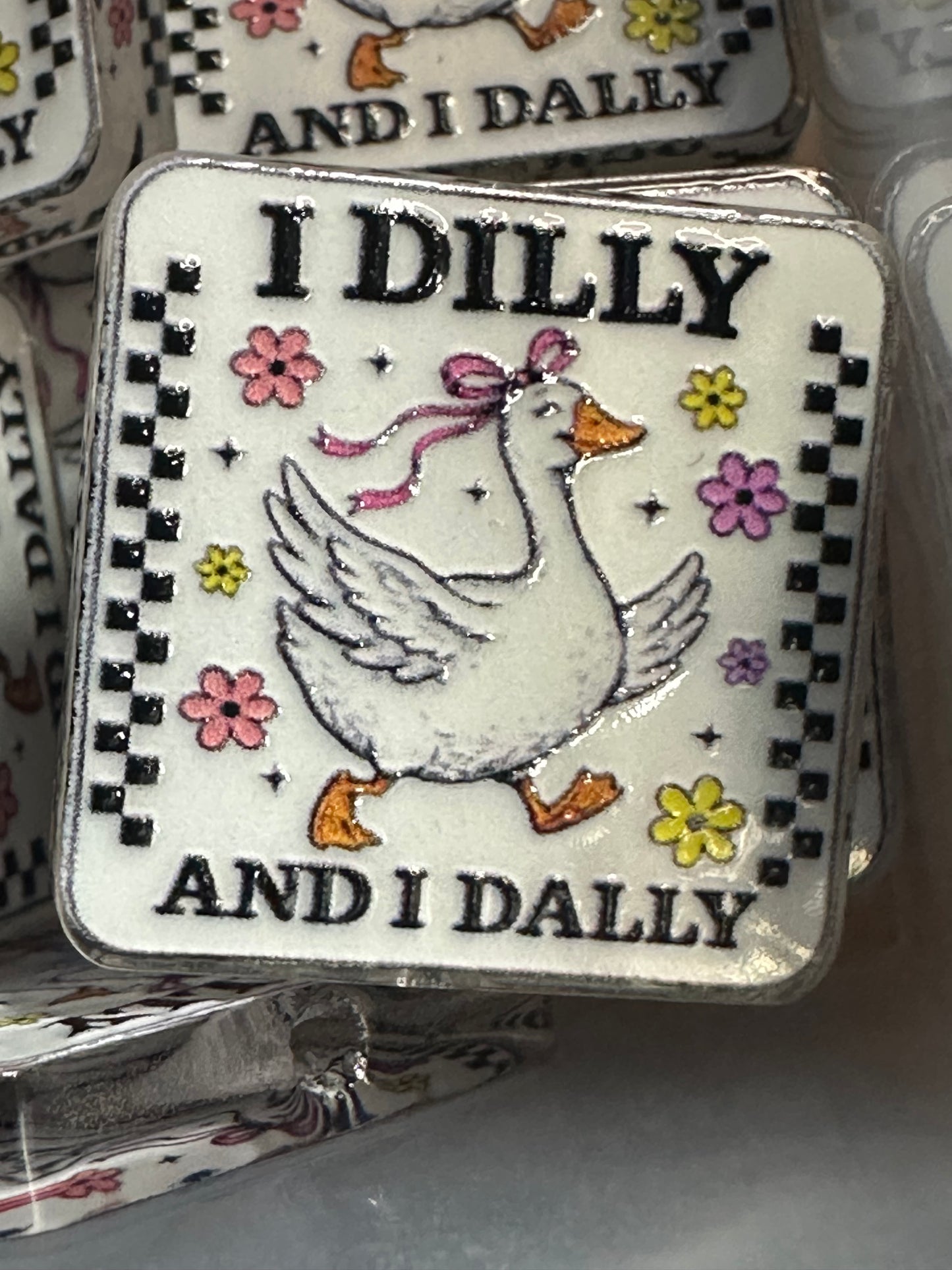 Dilly Dally acrylic focal bead- set of 2/ focal bead/ pen beading / keychain bead/ goose