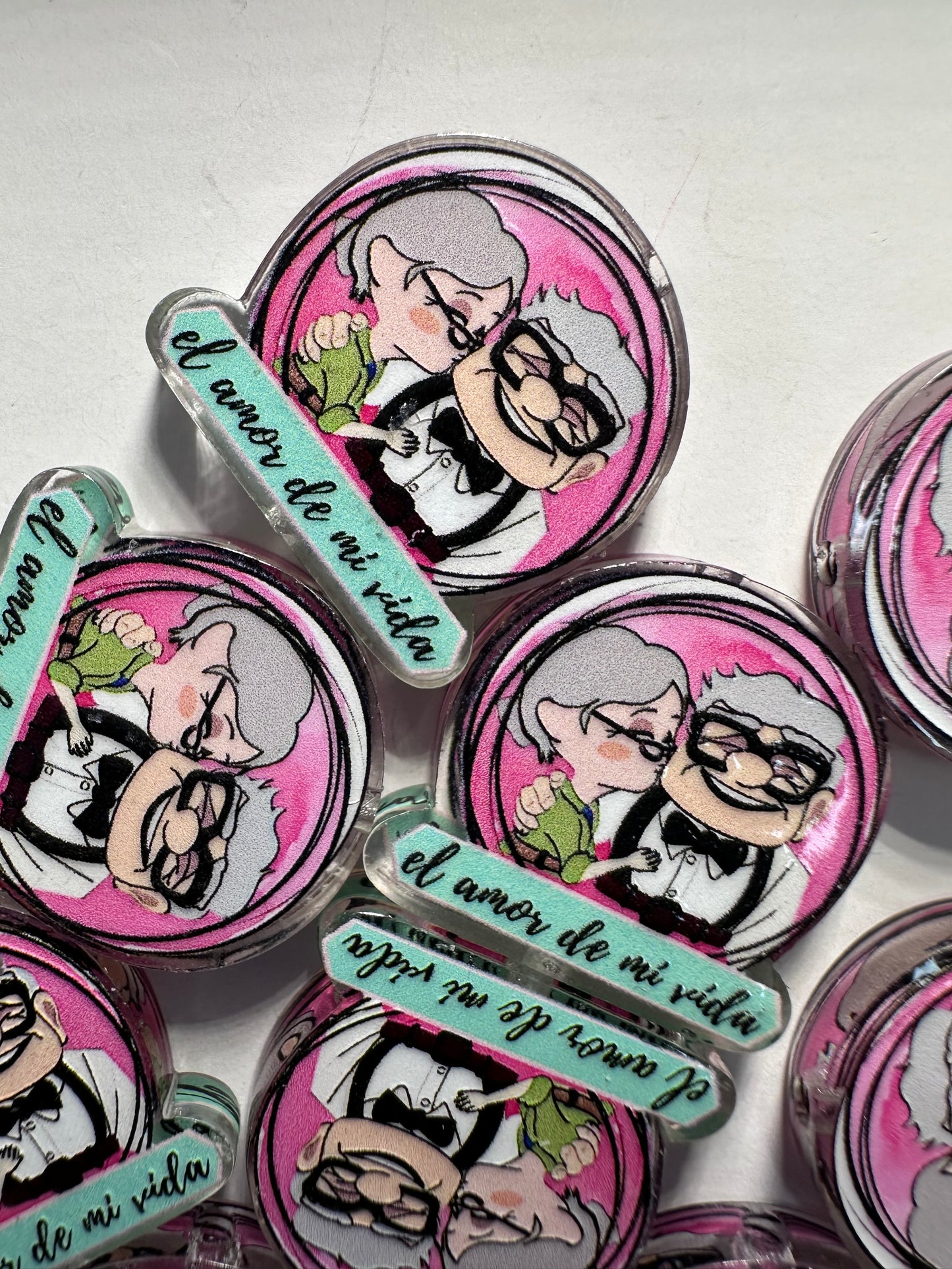 Old married couple acrylic focal bead- set of 2/ focal bead/ pen beading / keychain bead/movie couple