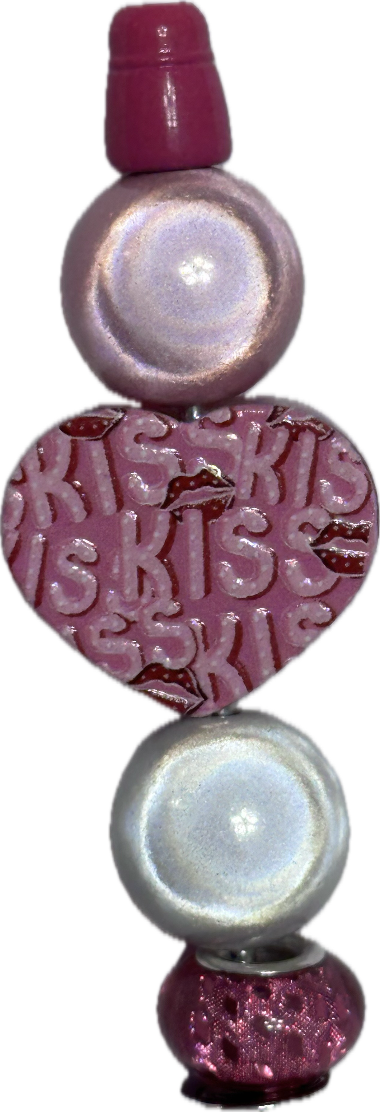 Heart shaped acrylic focal bead- set of 2/ focal bead/pink double c/ pen beading / keychain bead/ Valentines bead