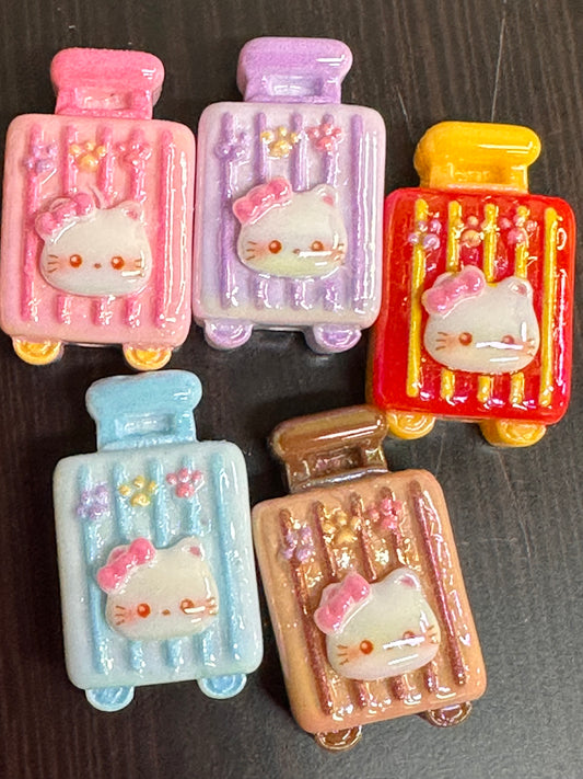 HK Cat rolling suitcase acrylic beads/ Ten (10) beads included assorted colors/pen beading beads / keychain beads/ DIY/