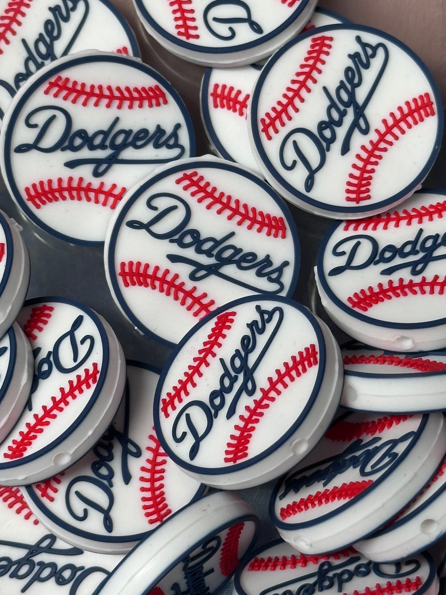 Baseball shaped silicone focal bead/ #4