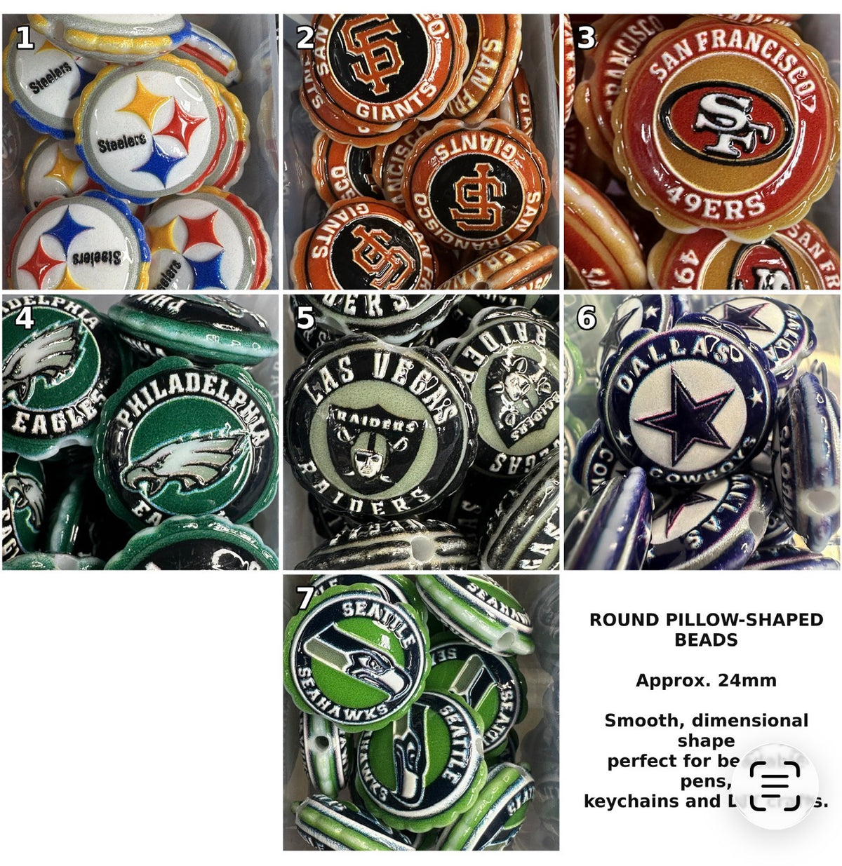 Football season is here~! Acrylic pillow shape focal bead- set of 2/ focal bead/ pen beading / keychain bead/Choose your favorite acrylicfocal