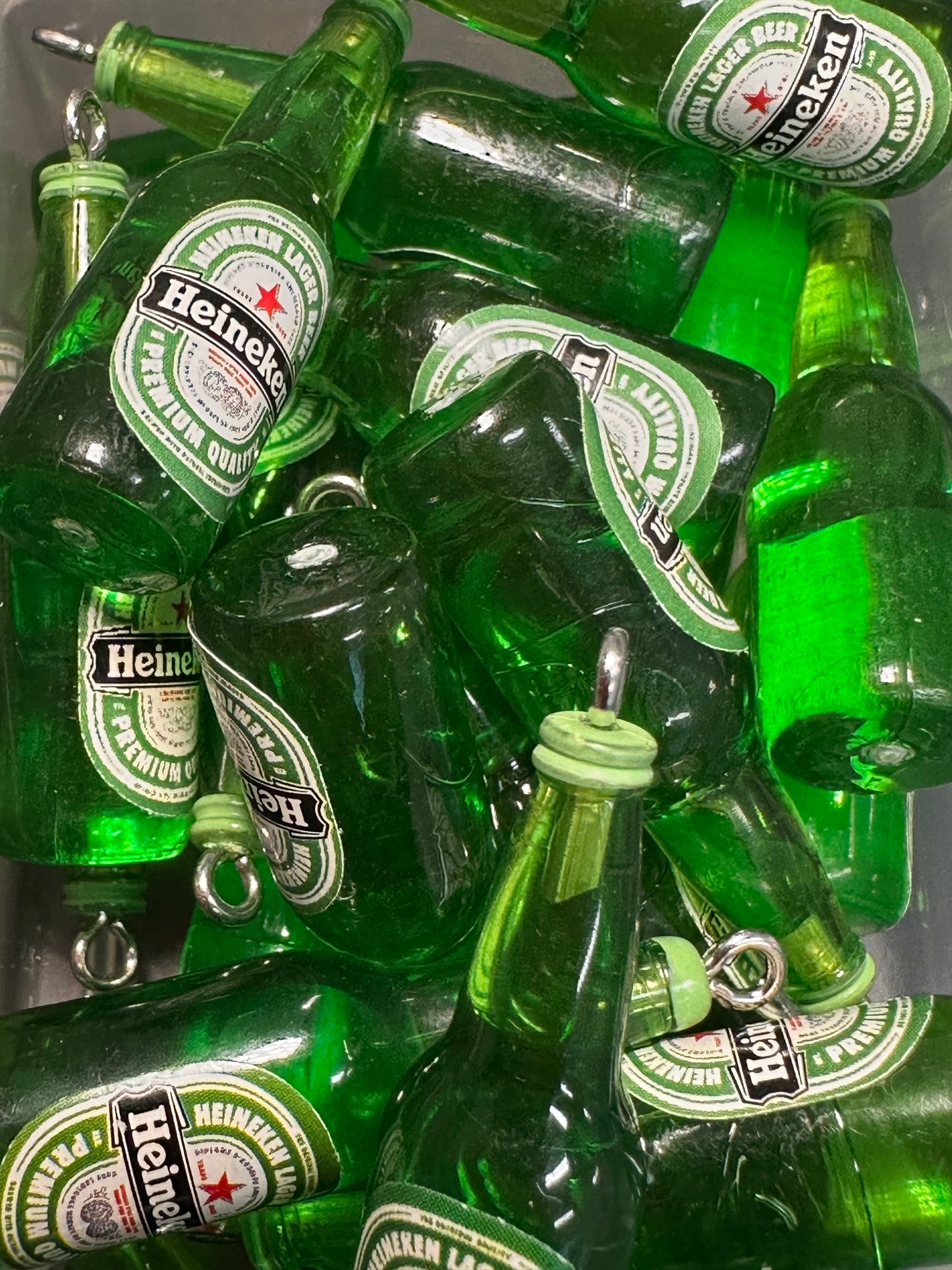 Mini Bottle Charms – Resin Drink Beads for Keychains, Jewelry & DIY Crafts/ green bottle