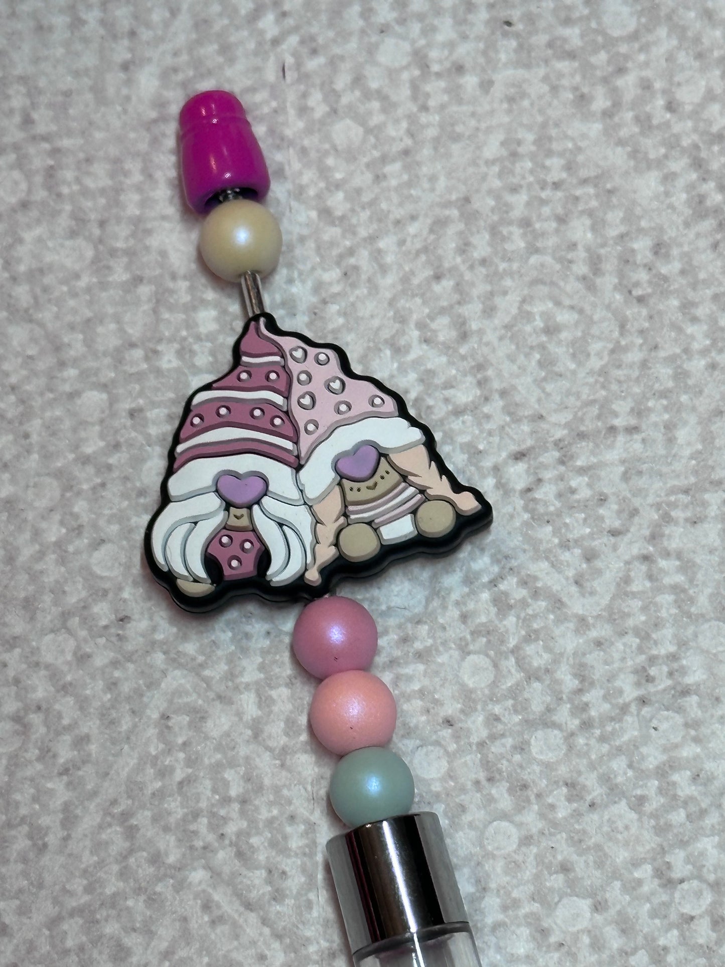 Cute gnome focal bead/ silicone/heart/ Valentines Day/Choose red or pink