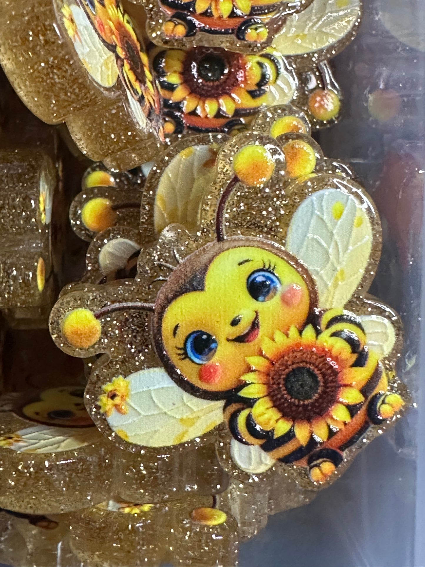 Bee acrylic focal bead- set of 2/ focal bead/ pen beading / keychain bead/