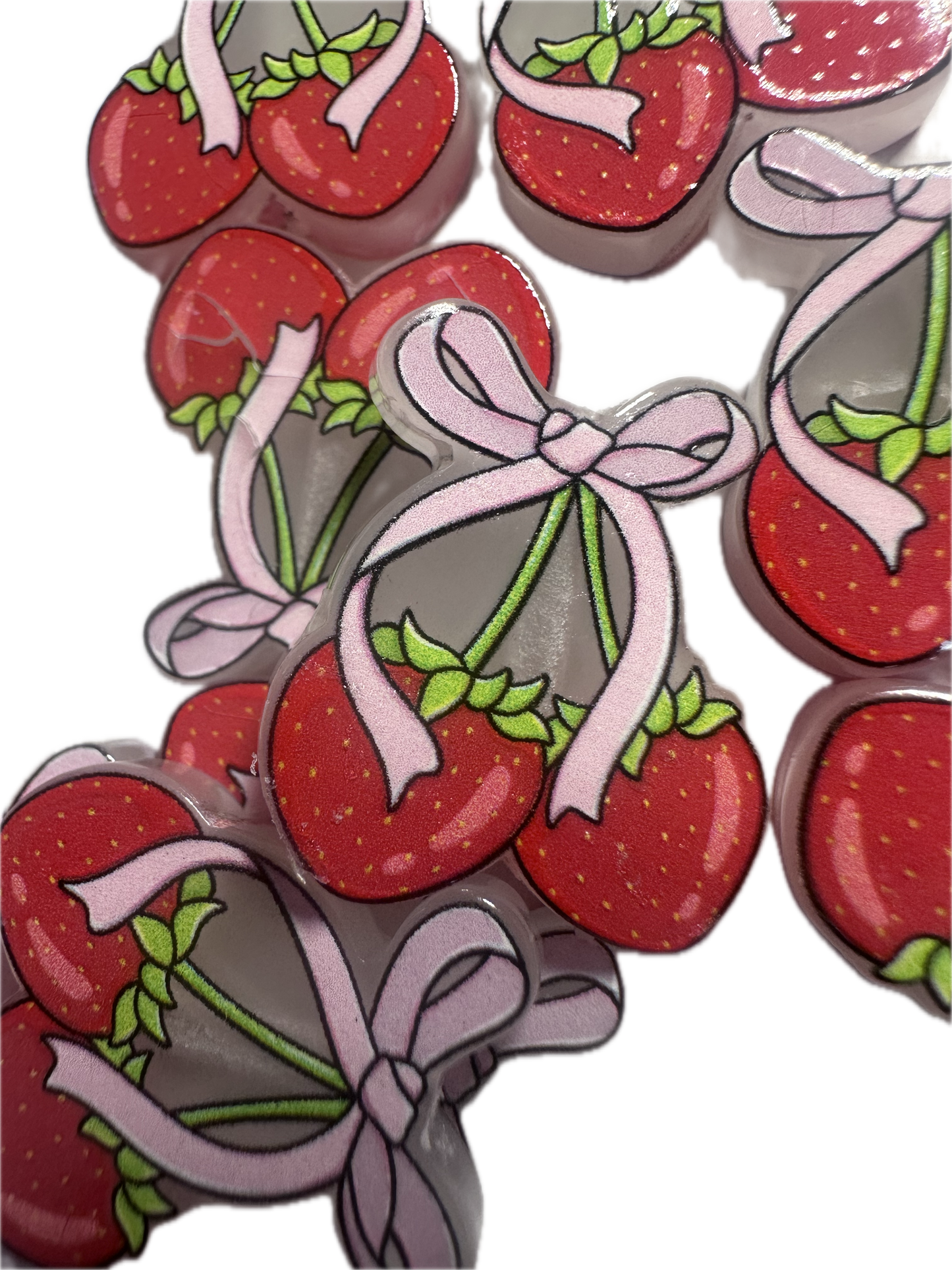 Strawberry acrylic focal bead- set of 2/ focal bead/ pen beading / keychain bead/