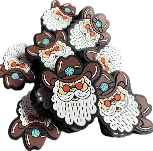 Country Santa Claus Christmas Focal Bead/ beadable pen/ Silicone  bead/ keychain bead/