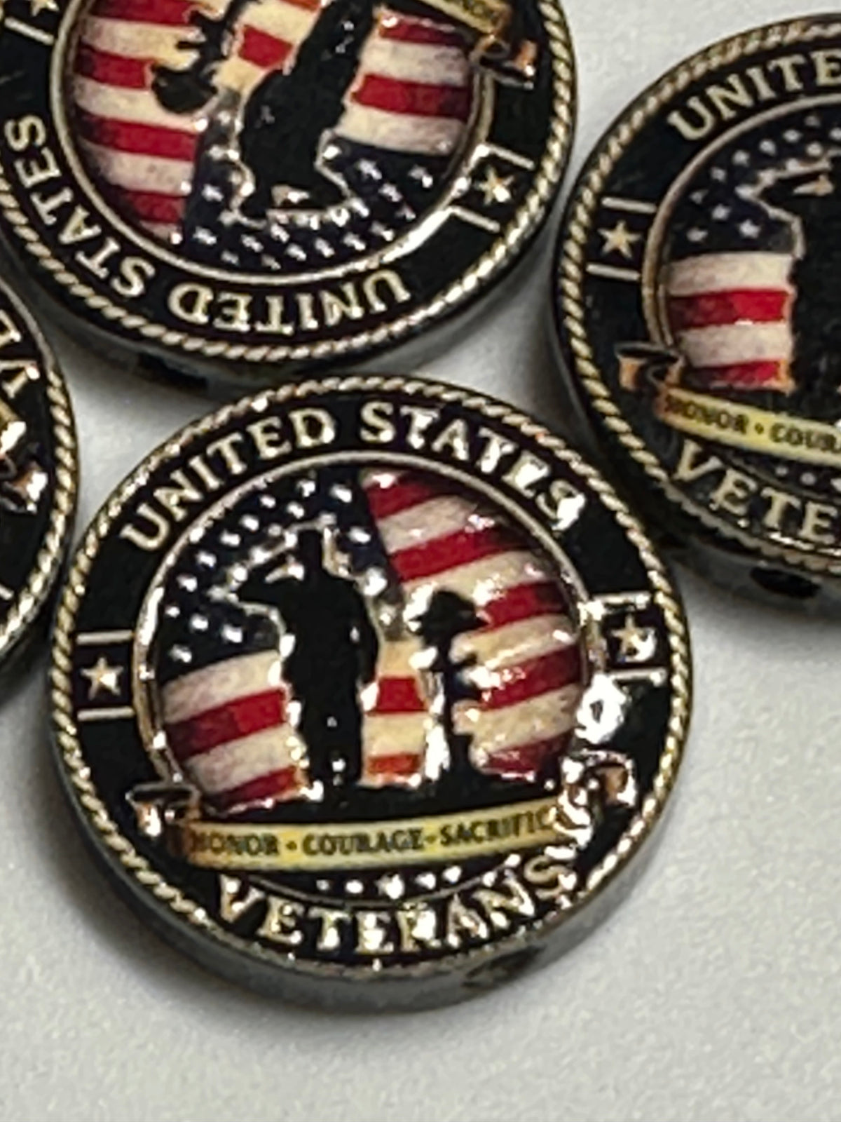 Veterans acrylic focal bead- set of 2/ focal bead/ pen beading / keychain bead/ military/ patriotic