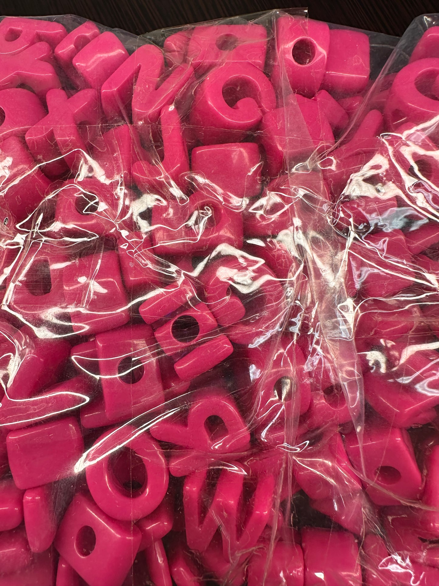 Dark Pink Acrylic Plastic Letter Beads – Bulk Bag of Mixed A–Z Alphabet Beads (Vertical Hole) over 150 mixed colors alphabet