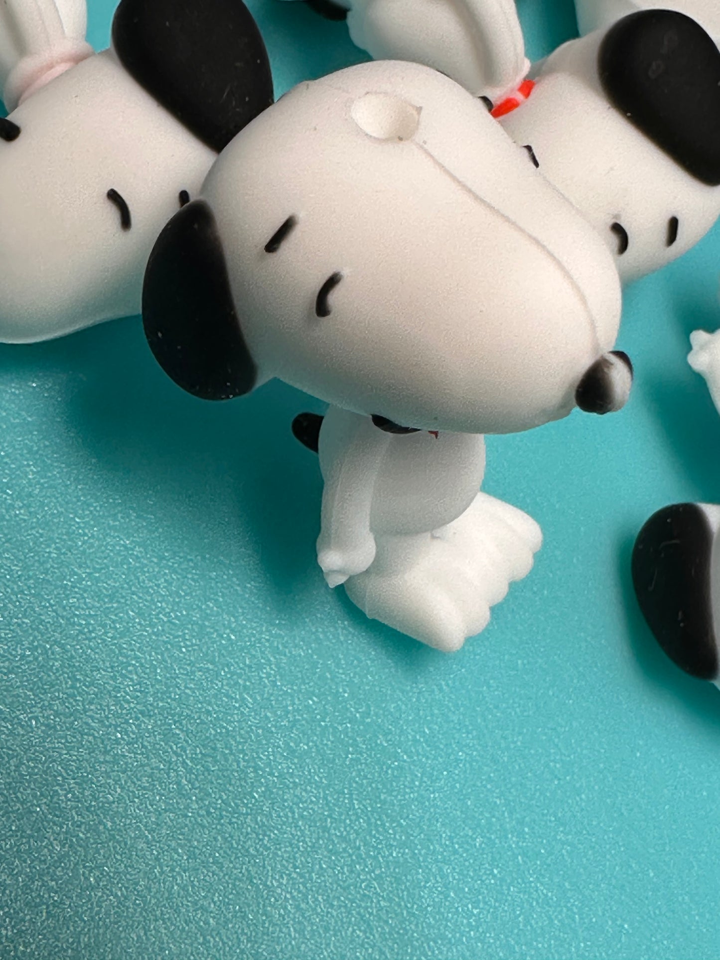 3D white dog with black ears silicone focal bead/