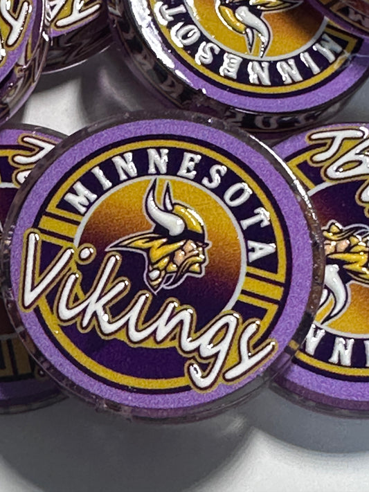 NEW Minnesota Vikings acrylic focal bead- set of 2/ focal bead/ pen beading / keychain bead /football