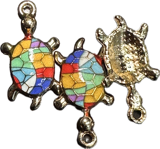Multi color mosaic enameled metal turtle charms/ DIY-earrings,necklace,charm bracelet/ sea turtle