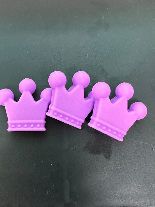 Crown / Focal Bead/ beadable pen/ Silicone  bead/ keychain bead/ bejeweled / queen/ king/ princess/ pink