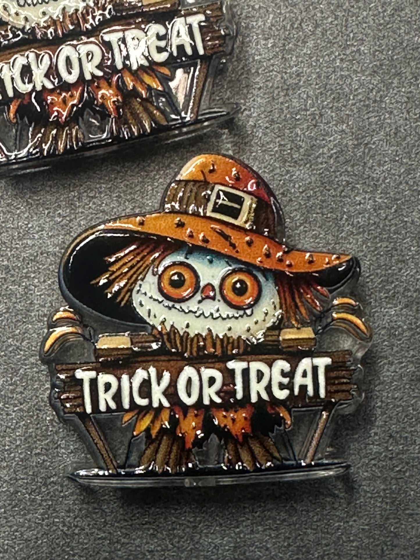 Halloween acrylic focal bead- set of 2/ focal bead/ pen beading / keychain bead/ trick or treat scarecrow