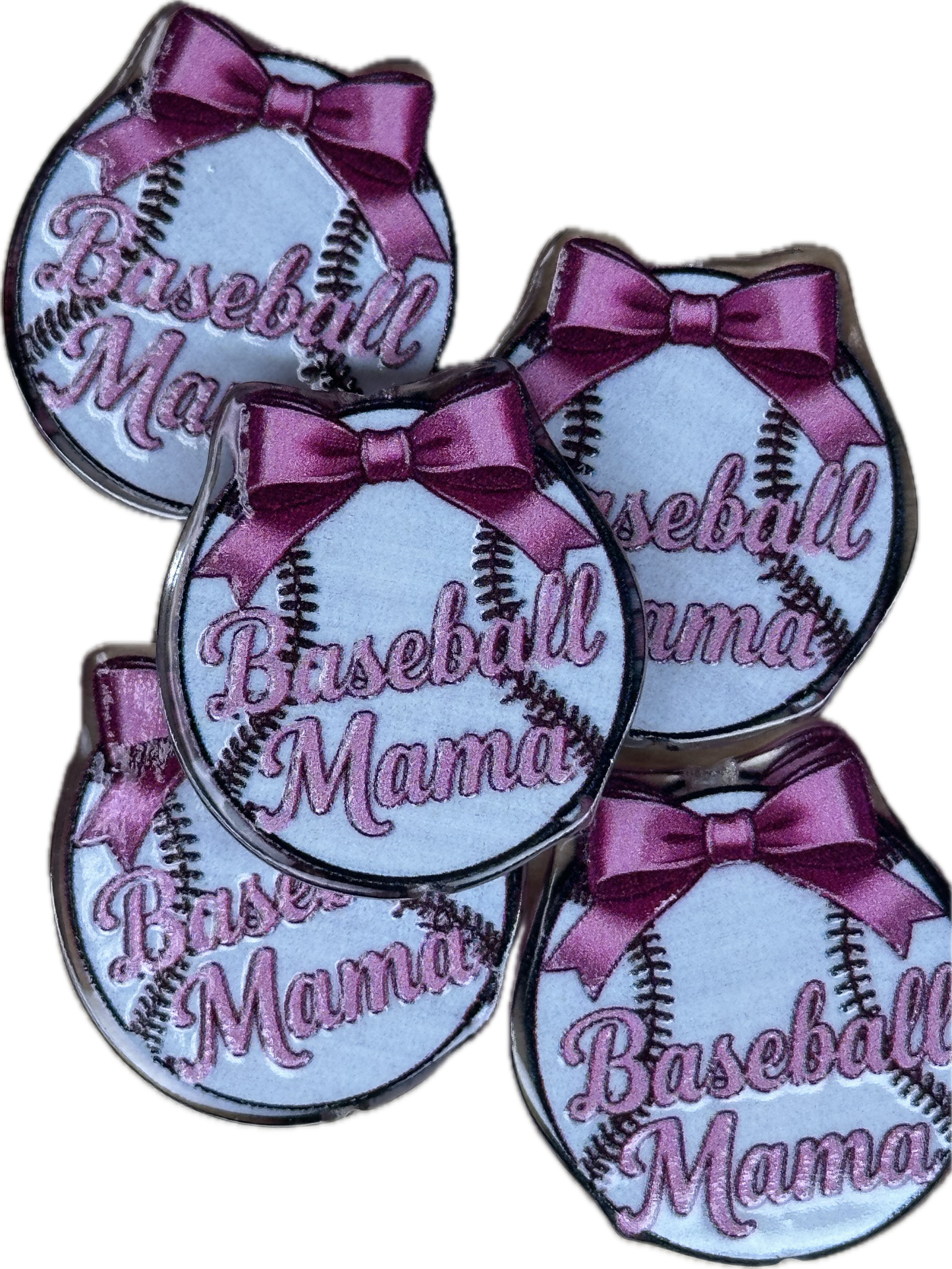BASEBALL MAMA acrylic focal bead- set of 2/ focal bead/ pen beading / keychain bead