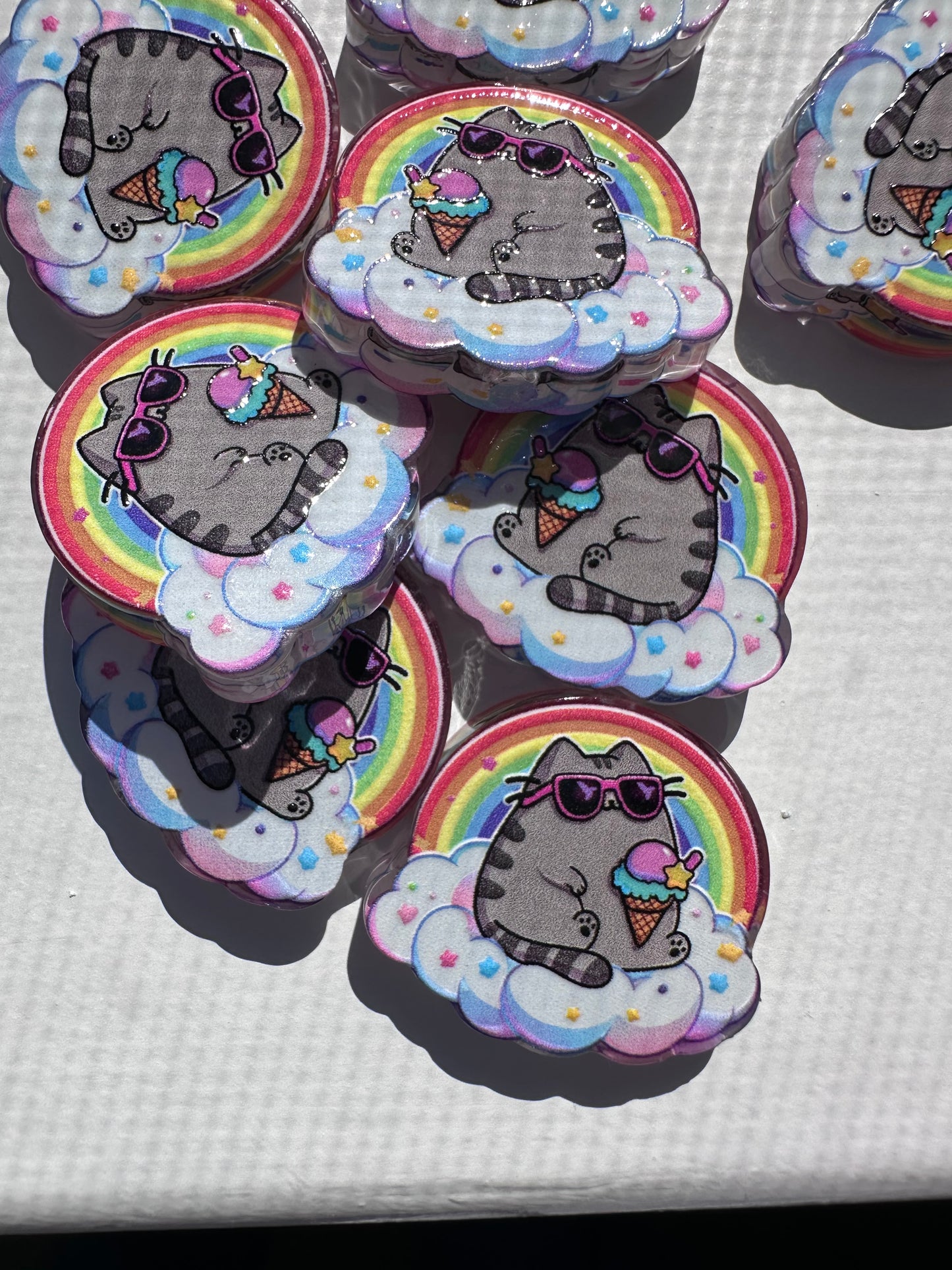 Fat Cat Eating Ice Cream acrylic focal bead- set of 2/ focal bead/ pen beading / keychain bead