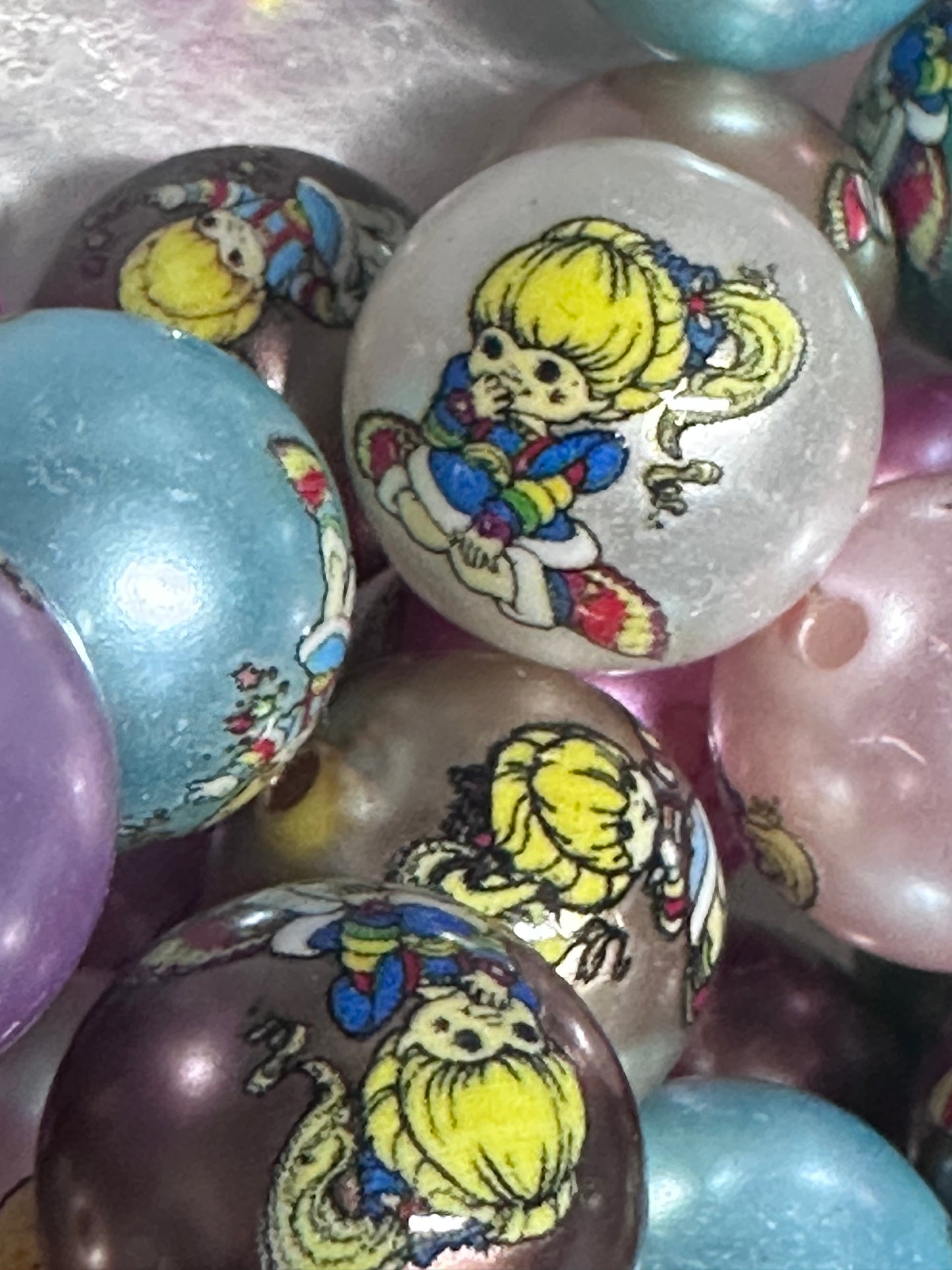 Ten (10) colorful brite little girl beads/ round shaped beads/ pen beading beads / keychain beads/ DIY/ 16mm/