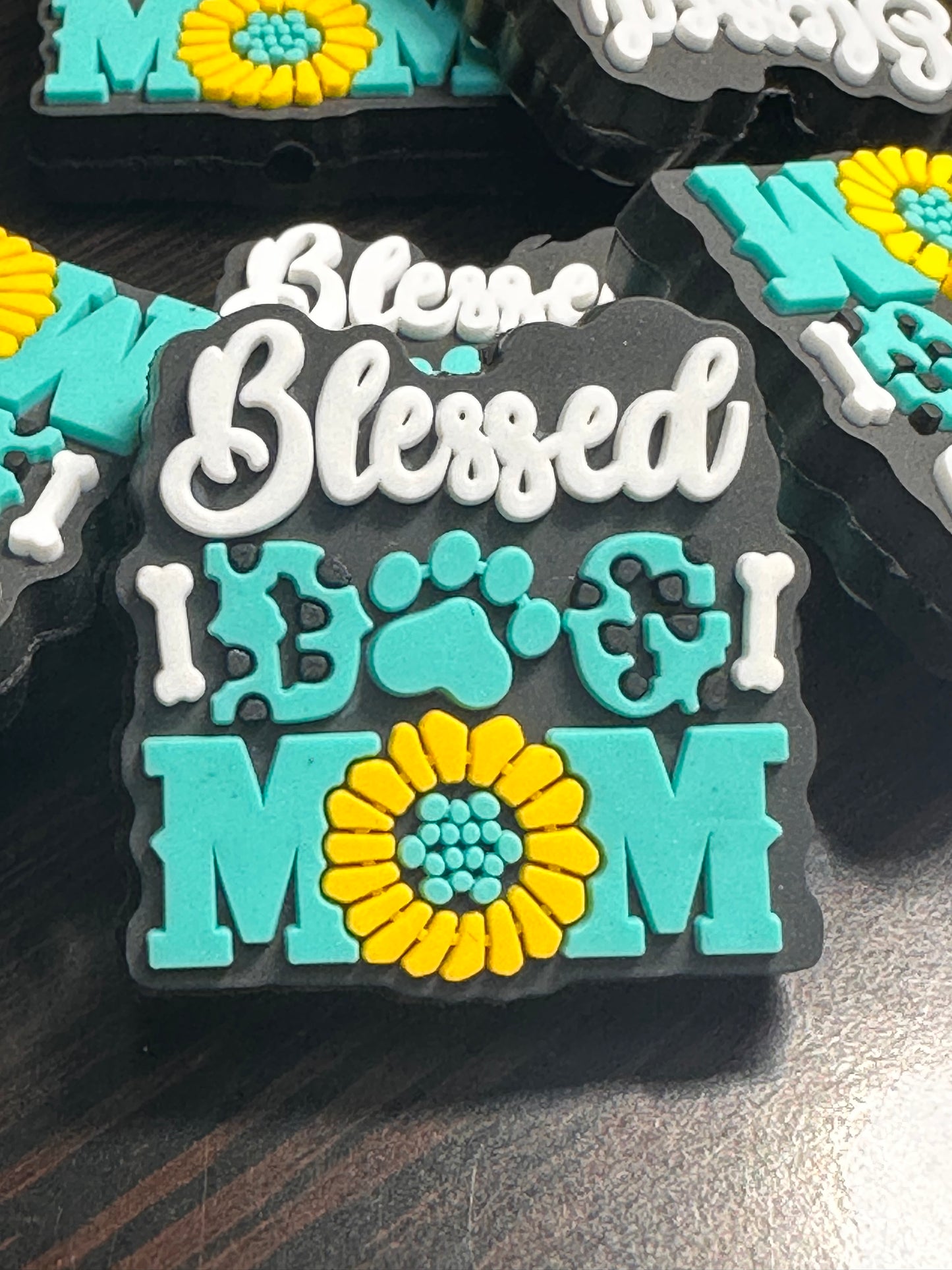 Blessed Dog Mom beads/ Focal Bead/ beadable pen/ Silicone  bead/ keychain bead/ pet / dog/