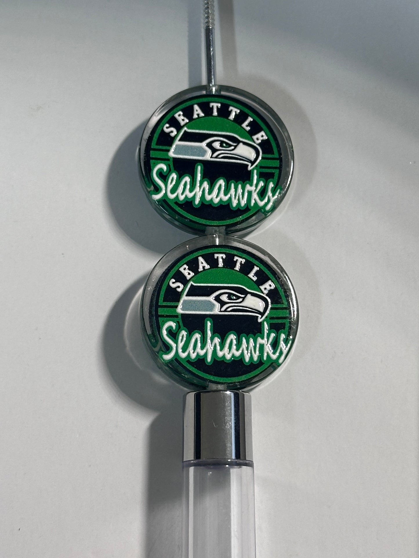 NEW Seattle Seahawks acrylic focal bead- set of 2/ focal bead/ pen beading / keychain bead /football