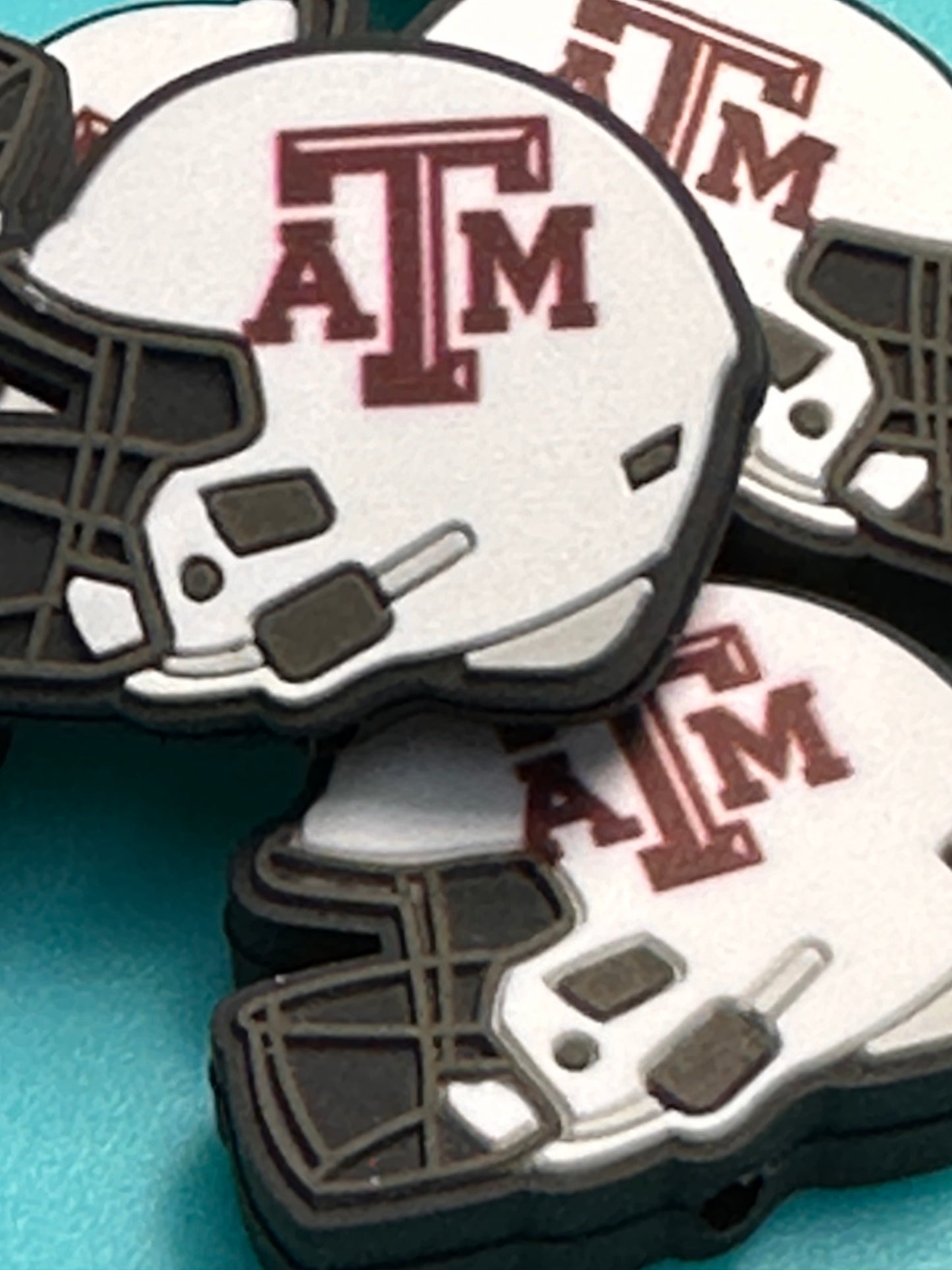 Texas A&M focal beads/ NFL /  Focal Bead/ beadable pen/ Silicone  bead/ keychain bead / Football/ helmet/