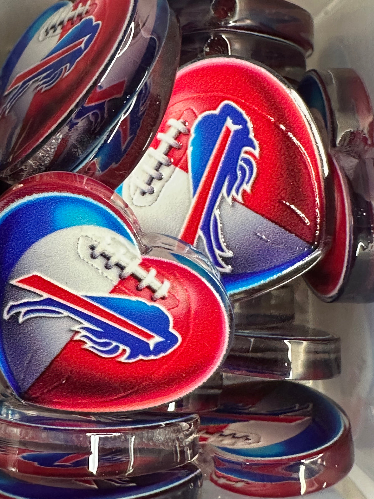 Buffalo heart acrylic focal bead- set of 2/ focal bead/ pen beading / keychain bead /football
