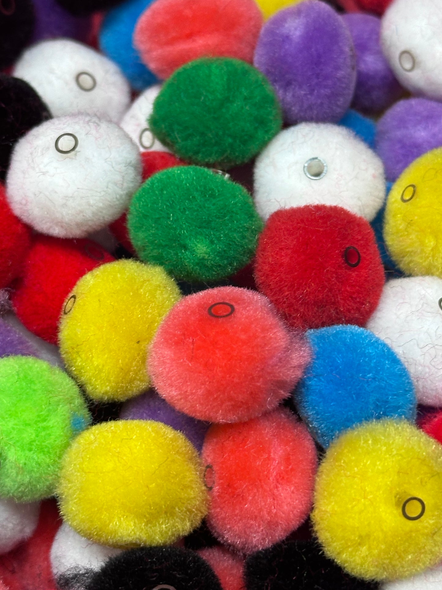 Pom Pom Beads/ beadable pen/ furry  bead/ multicolored / keychain bead/ puffy bead/ fur ball/ ten (10) Pom poms