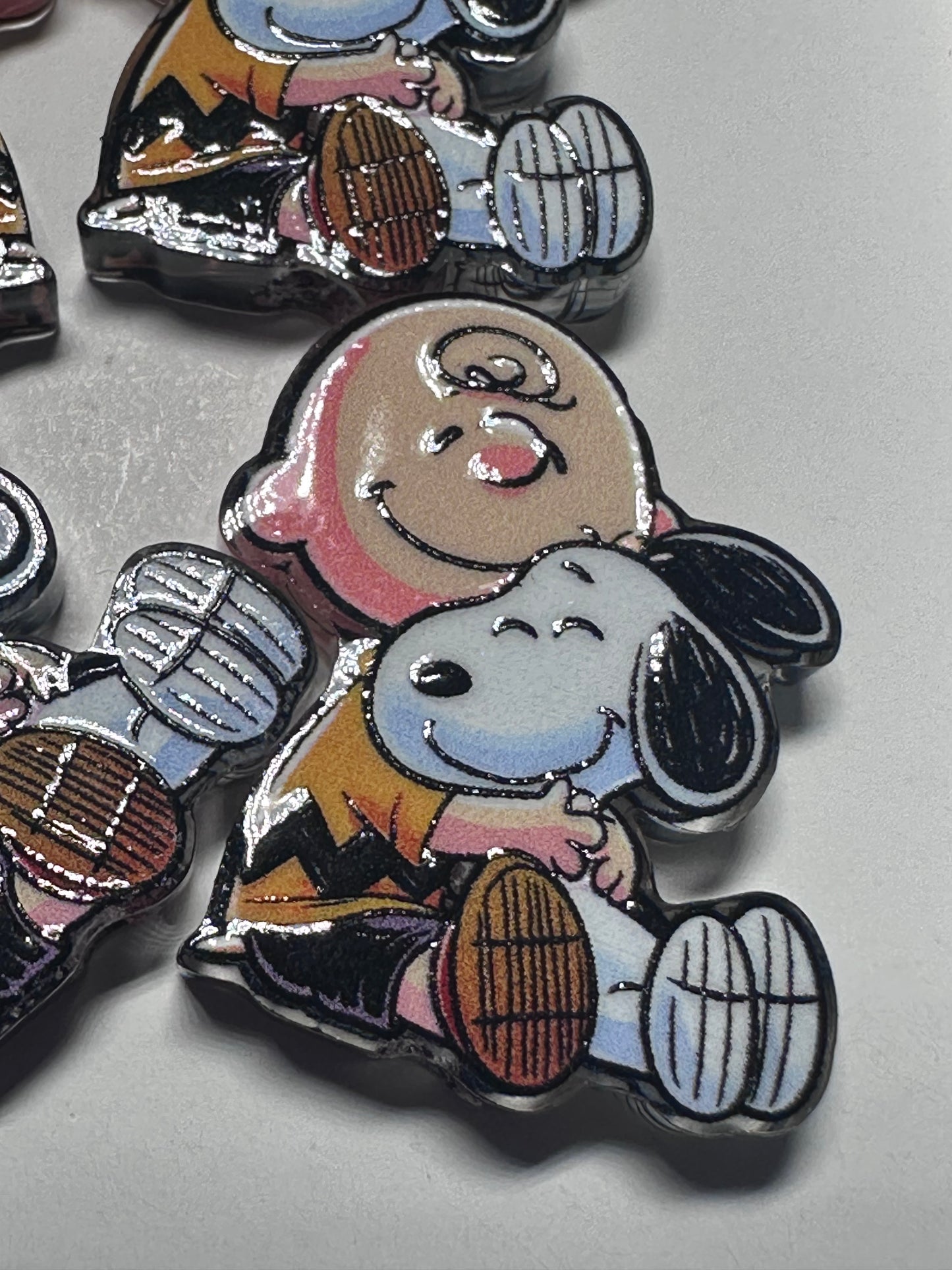 Boy with his dog acrylic focal bead- set of 2/ focal bead/ pen beading / keychain bead / white dog with black ears/ mans bestfriend