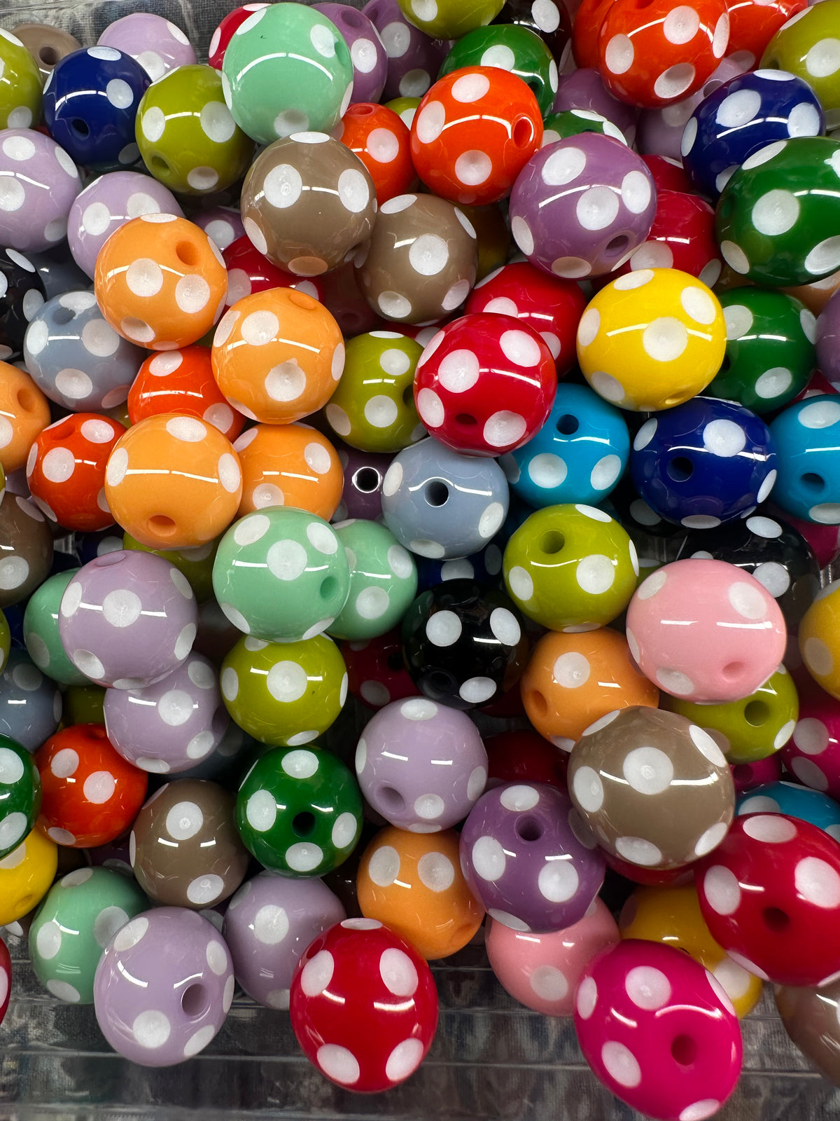 Polka Dot acrylic beads/ 16mm Beads/ beadable pen/ keychain bead/ dotted/ spots