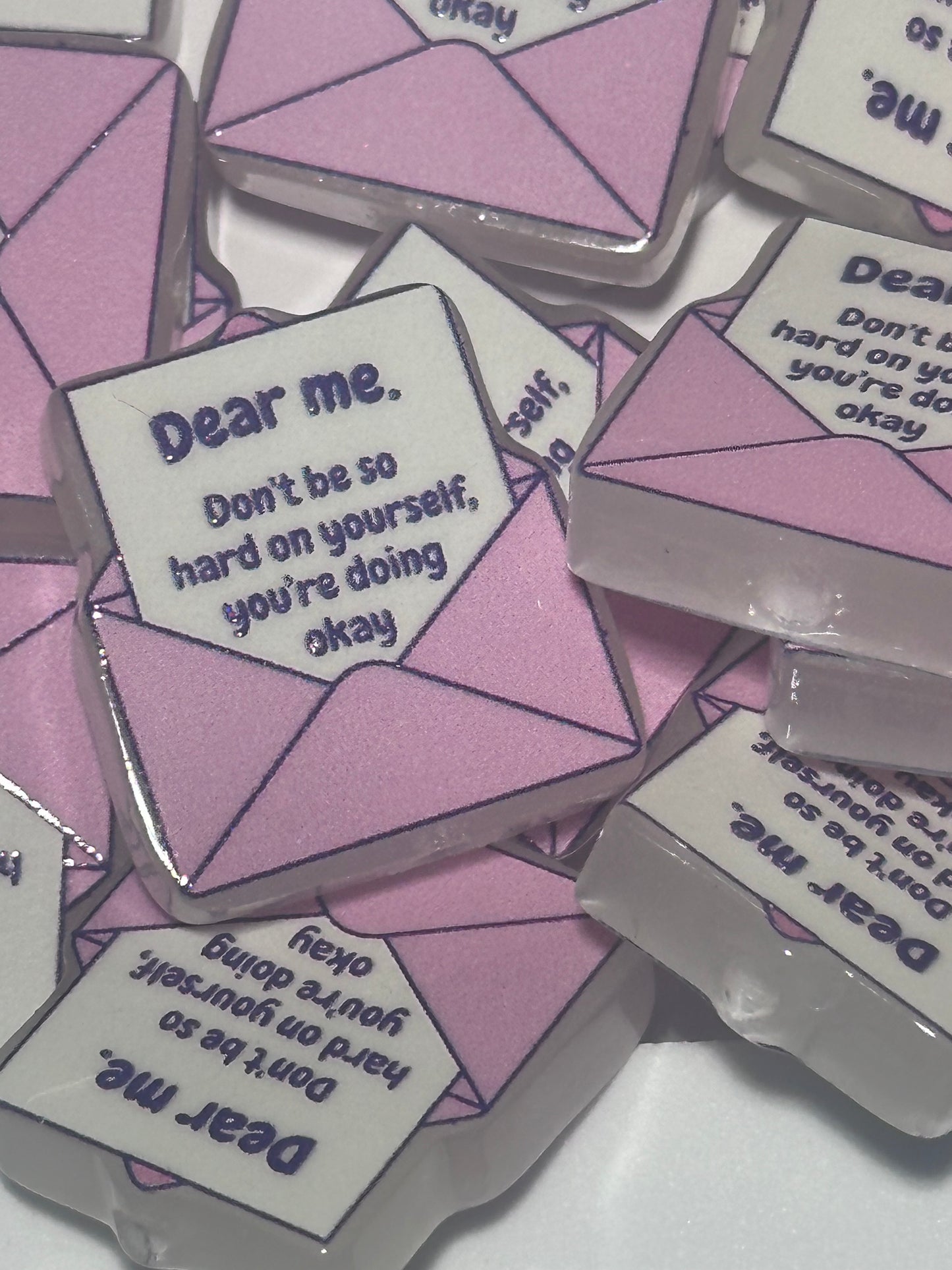 Dear Me acrylic focal bead- set of 2/ focal bead/ pen beading / keychain bead/Letter to self