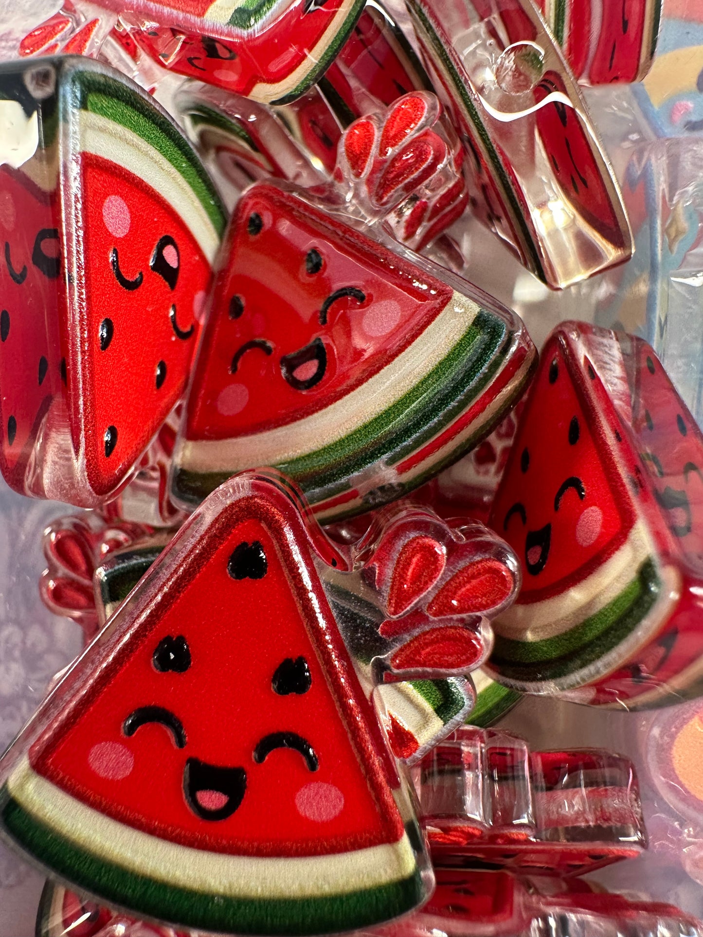 Watermelon slices acrylic focal bead- set of 2/ focal bead/ pen beading / keychain bead/ summer fruit
