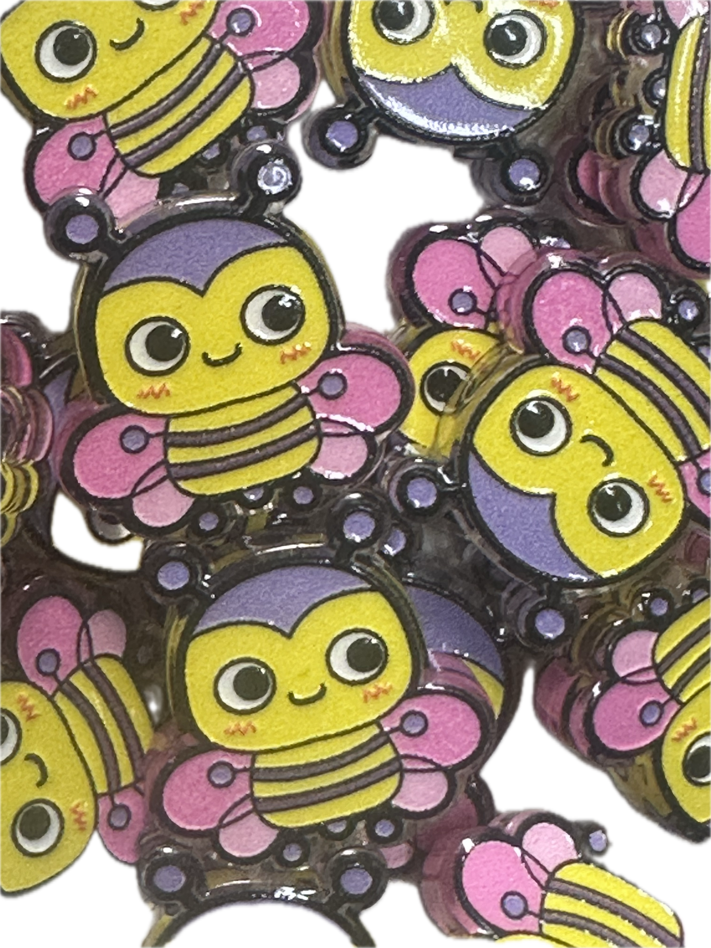 Colorful Bee acrylic focal bead- set of 2/ focal bead/ pen beading / keychain bead/