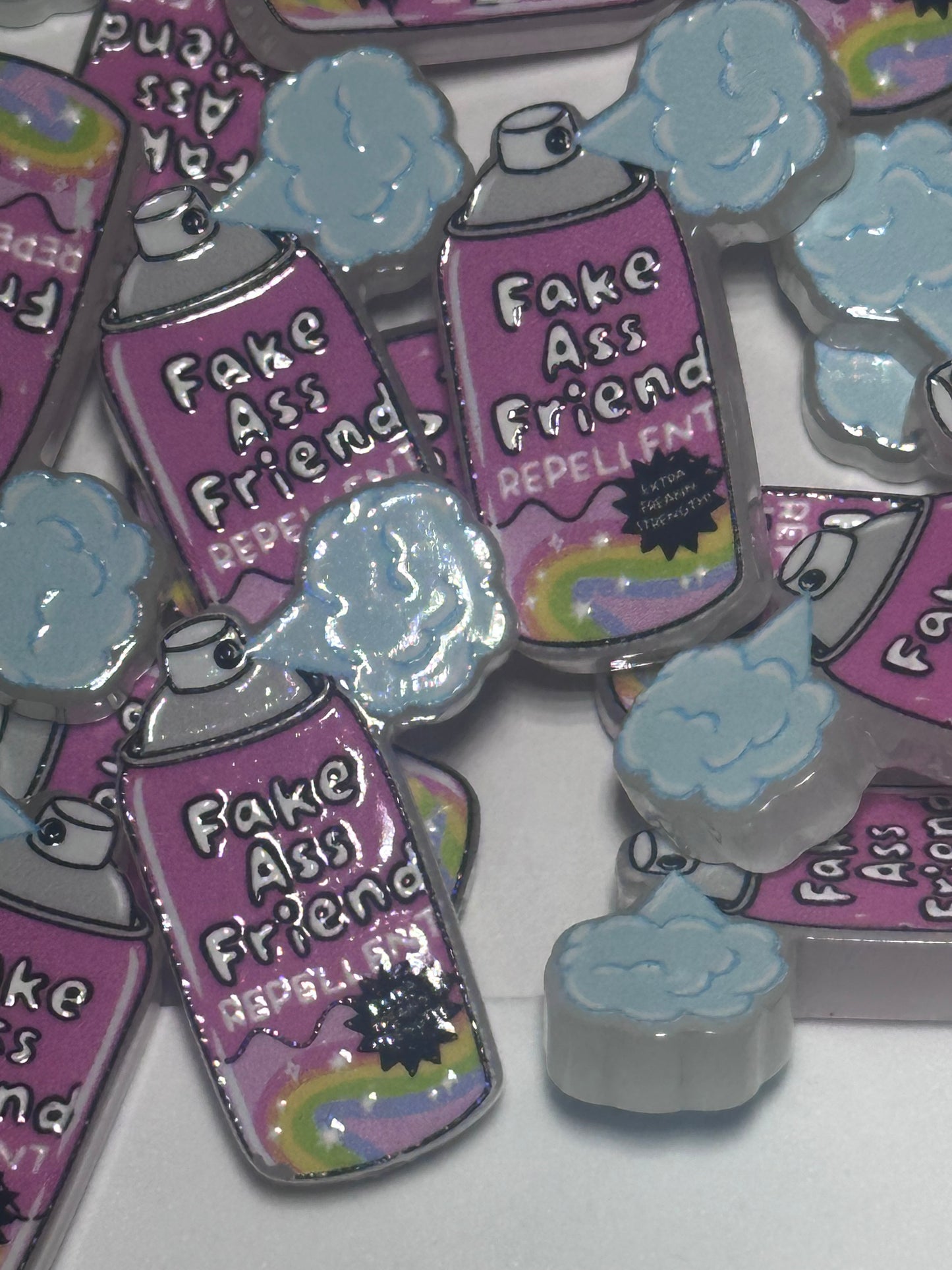 Fake friend spray acrylic focal bead- set of 2/ focal bead/ pen beading / keychain bead