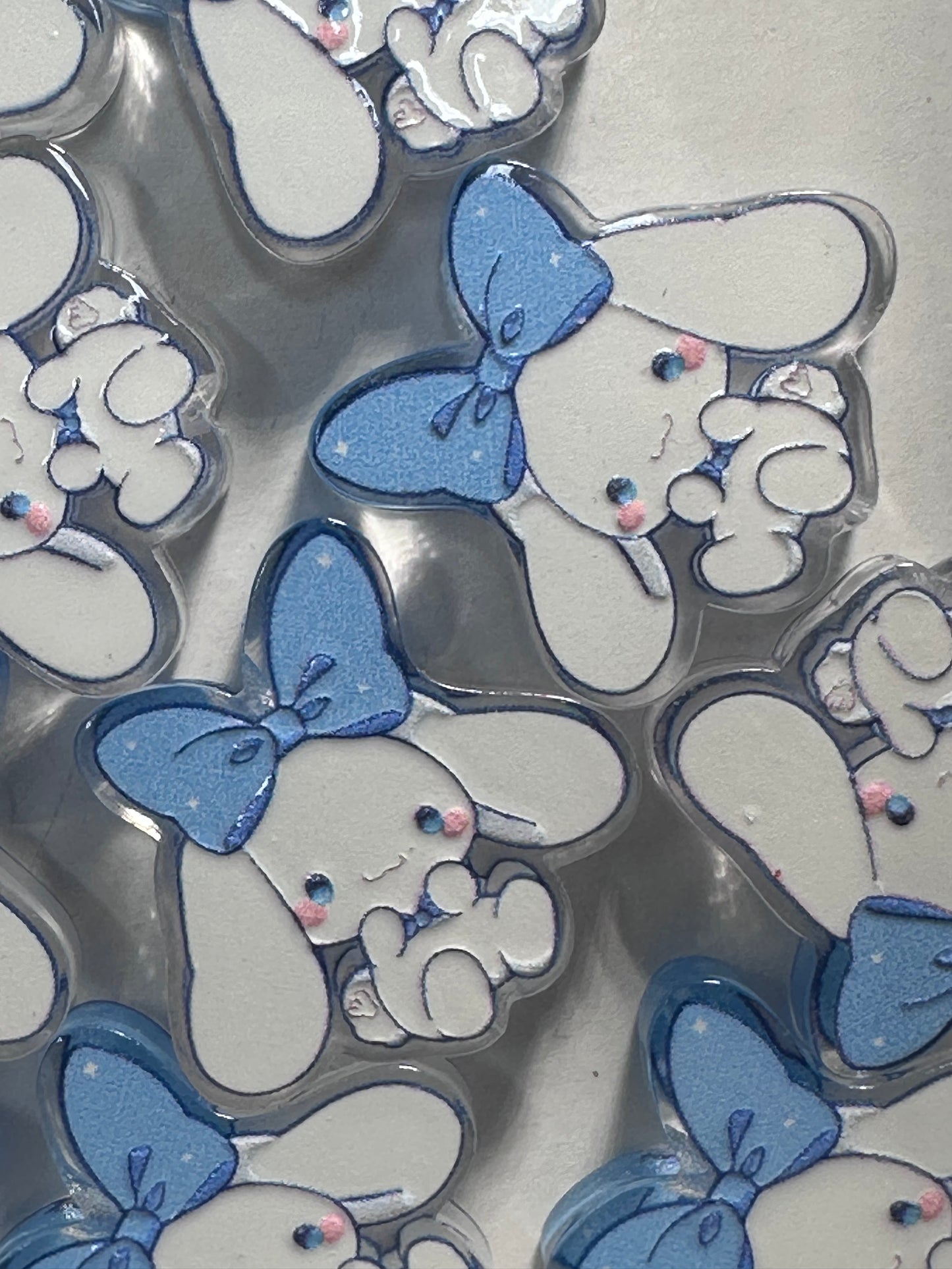 White puppy with blue bow acrylic focal bead- set of 2/ focal bead/ pen beading / keychain bead