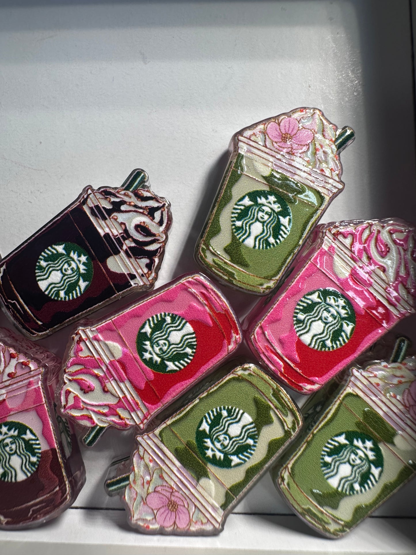 Coffee drink Acrylic focal bead- set of 2/ focal bead/ pen beading / keychain bead