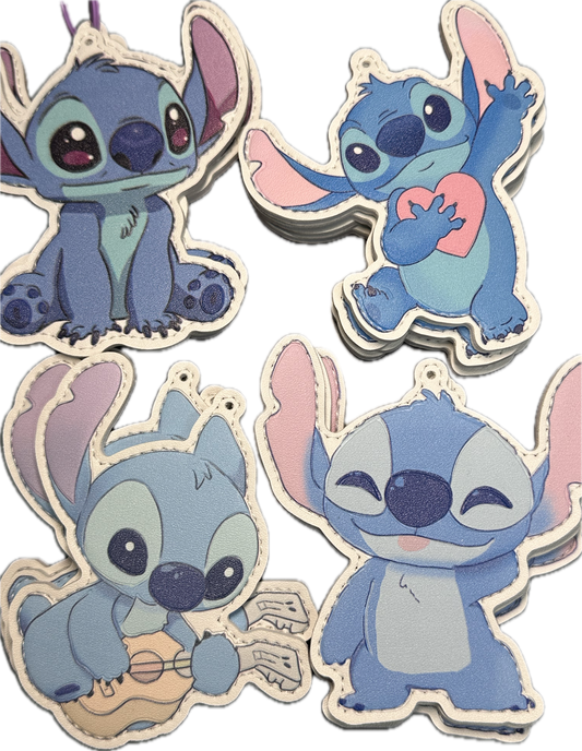 Cute Blue Alien Character Faux Leather Charms- for bag charms, keyrings, Christmas ornaments