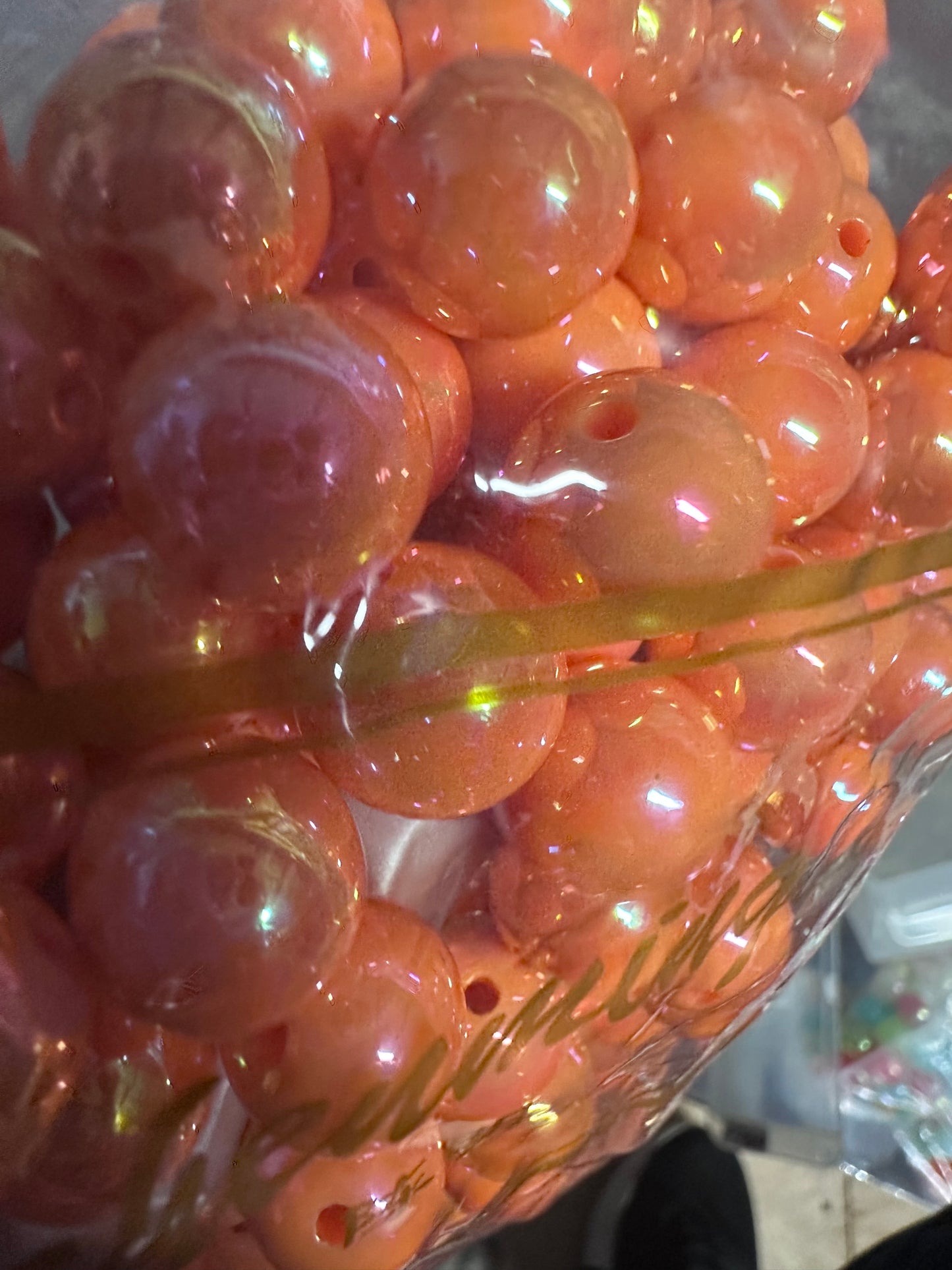 Light Orange full bag of 200 jelly beads/ 16 mm / UV coated