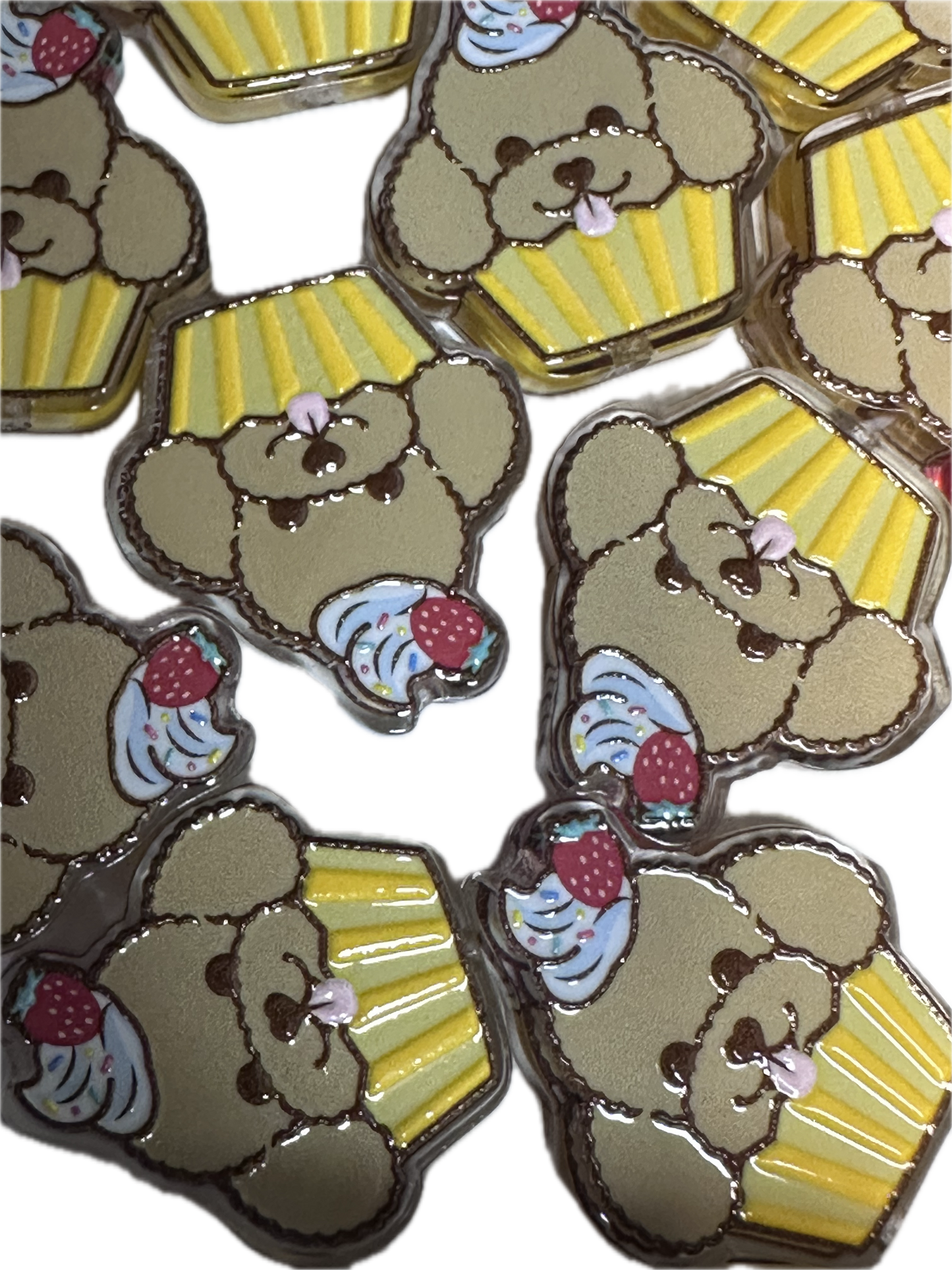 Puppy acrylic focal bead- set of 2/ focal bead/ pen beading / keychain bead/ cupcake/pupcake