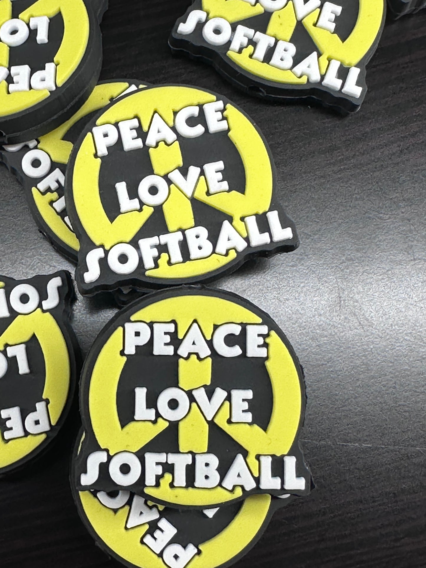 Peace Love and Softball- silicone focal bead/ Baseball /Peace sign
